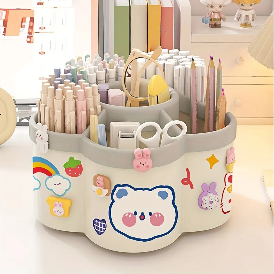 Rotating Desk Organizer - Multi-Compartment Storage Caddy for Office and Dorms - ZOOMNSTORE