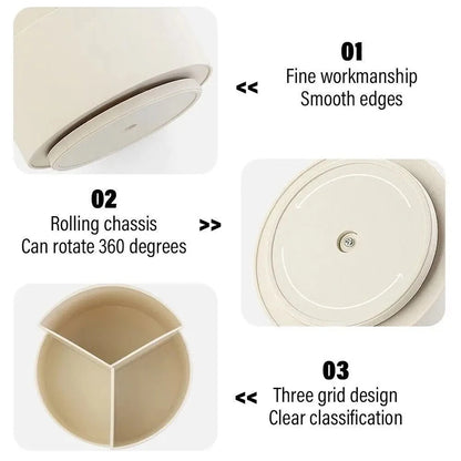 Rotating Pen Holder – Large Capacity 3-Grid Desk Organizer with Space Saving Design - ZOOMNSTORE