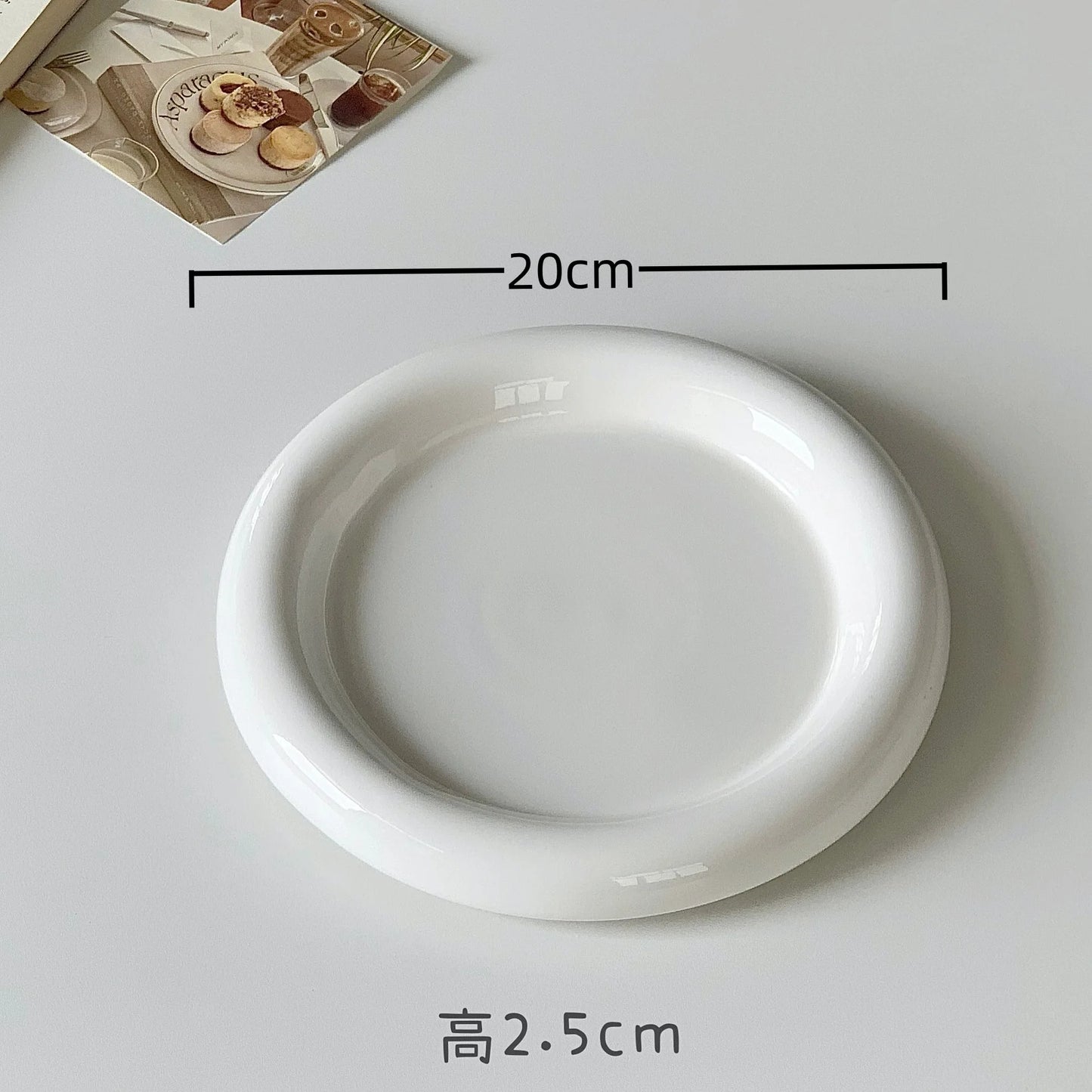 Round Ceramic Plate - Thick-Edged Nordic Tableware for Steak and Main Course - ZOOMNSTORE