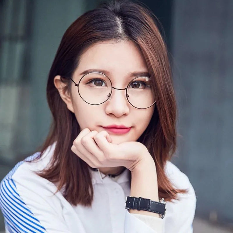 Round Metal Glasses - Unisex Plain Alloy Frame Eyeglasses for Wedding Party - ZOOMNSTORE