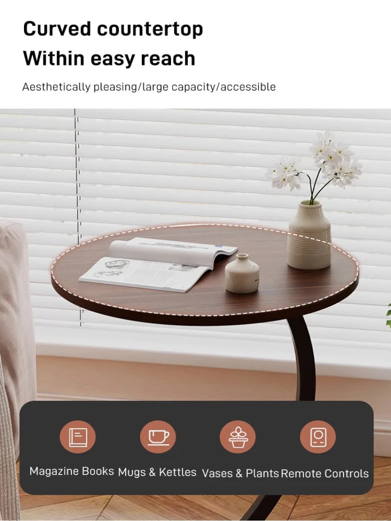 Round Movable Mini Coffee Table - Small Luxury Bedside Table - ZOOMNSTORE