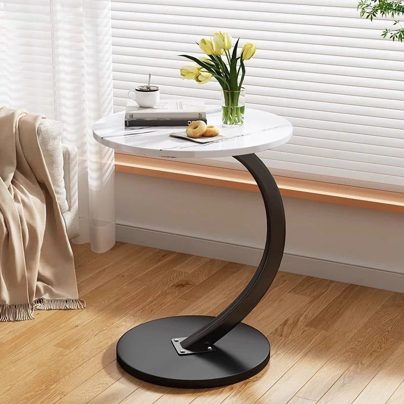 Round Movable Mini Coffee Table - Small Luxury Bedside Table - ZOOMNSTORE