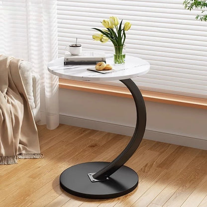 Round Movable Mini Coffee Table - Small Luxury Bedside Table - ZOOMNSTORE