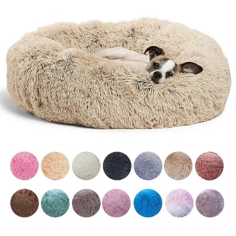 Round Pet Bed | Large Dog Bed Soft Plush Dog House Cozy Winter Sleeping - ZOOMNSTORE