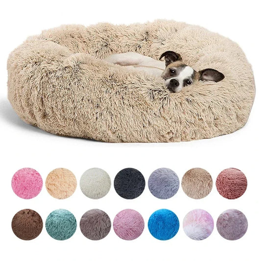 Round Pet Bed | Large Dog Bed Soft Plush Dog House Cozy Winter Sleeping - ZOOMNSTORE