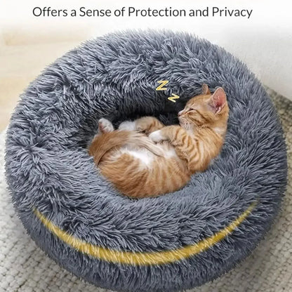 Round Pet Bed | Large Dog Bed Soft Plush Dog House Cozy Winter Sleeping - ZOOMNSTORE