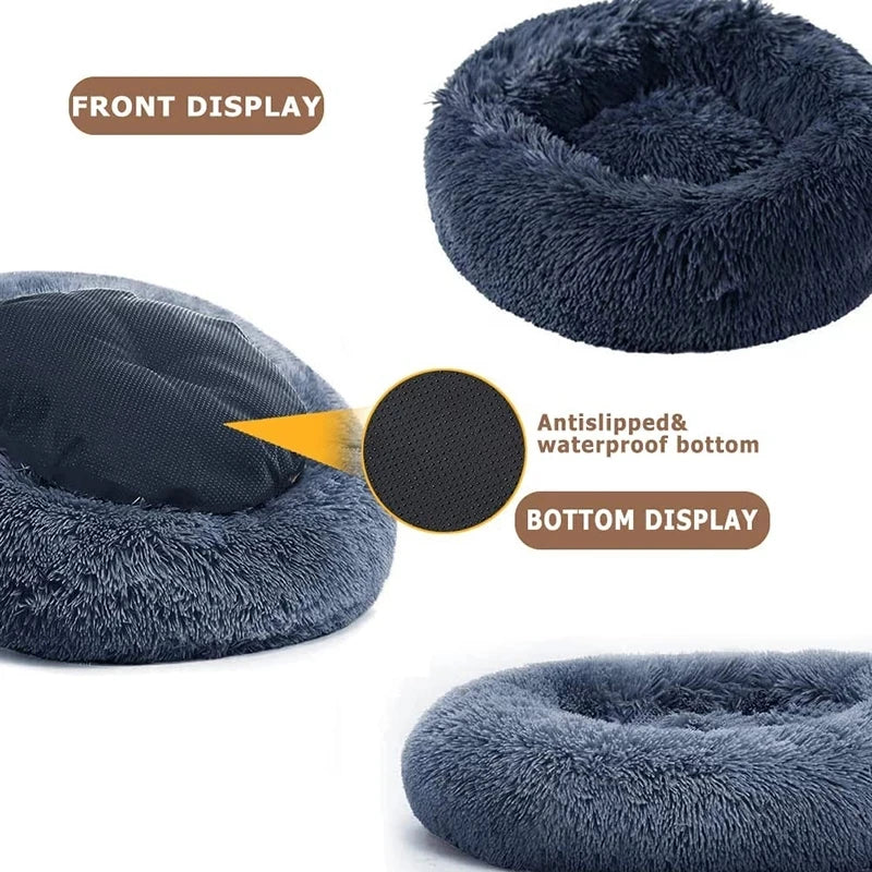 Round Pet Bed | Large Dog Bed Soft Plush Dog House Cozy Winter Sleeping - ZOOMNSTORE