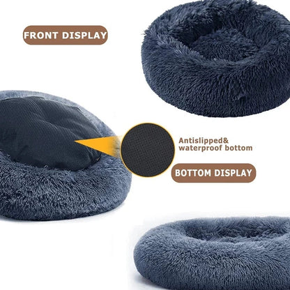 Round Pet Bed | Large Dog Bed Soft Plush Dog House Cozy Winter Sleeping - ZOOMNSTORE