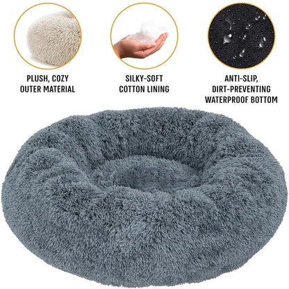 Round Pet Bed | Large Dog Bed Soft Plush Dog House Cozy Winter Sleeping - ZOOMNSTORE