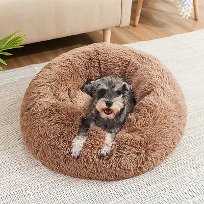 Round Pet Bed | Large Dog Bed Soft Plush Dog House Cozy Winter Sleeping - ZOOMNSTORE