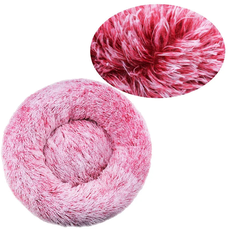 Round Pet Bed | Large Dog Bed Soft Plush Dog House Cozy Winter Sleeping - ZOOMNSTORE