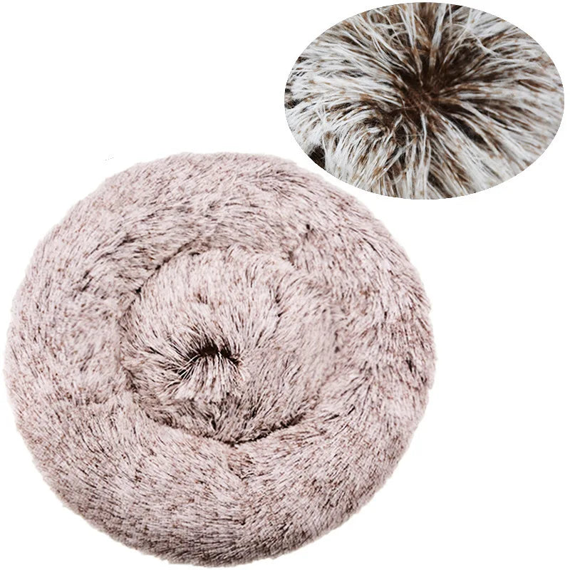 Round Pet Bed | Large Dog Bed Soft Plush Dog House Cozy Winter Sleeping - ZOOMNSTORE