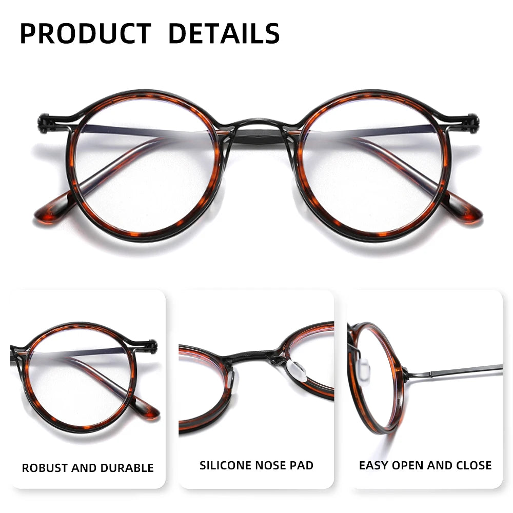 Round Reading Glasses Unisex - Circular Frame Plastic Lens Readers for Eye Strain - ZOOMNSTORE