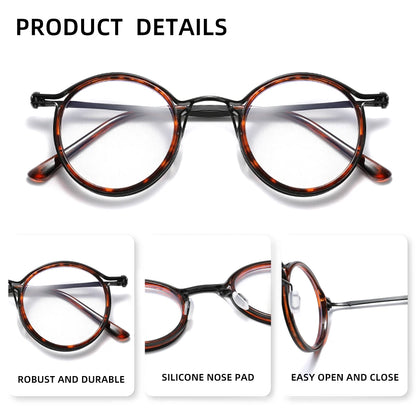 Round Reading Glasses Unisex - Circular Frame Plastic Lens Readers for Eye Strain - ZOOMNSTORE