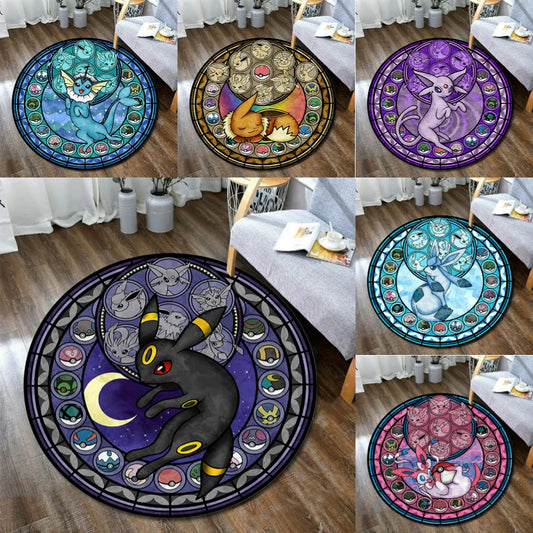 Pokemon Sylveon Round Rug - Elegant Floor Mat for Living Room and Gaming Chair Decor - ZOOMNSTORE