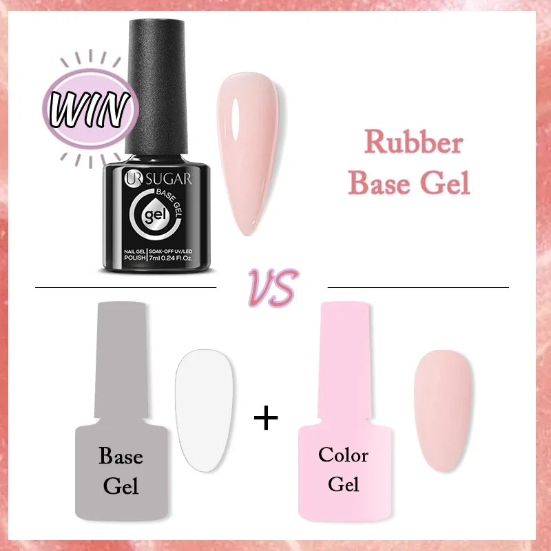 Nude Crystal Rubber Base Gel - 7ml Semi-Permanent Soak Off UV LED Nail Varnish - ZOOMNSTORE