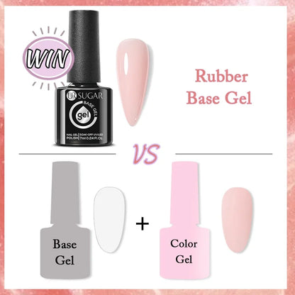 Nude Crystal Rubber Base Gel - 7ml Semi-Permanent Soak Off UV LED Nail Varnish - ZOOMNSTORE