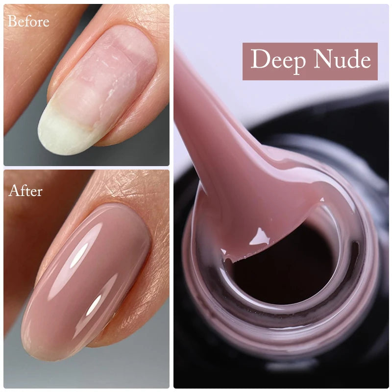 Nude Crystal Rubber Base Gel - 7ml Semi-Permanent Soak Off UV LED Nail Varnish - ZOOMNSTORE