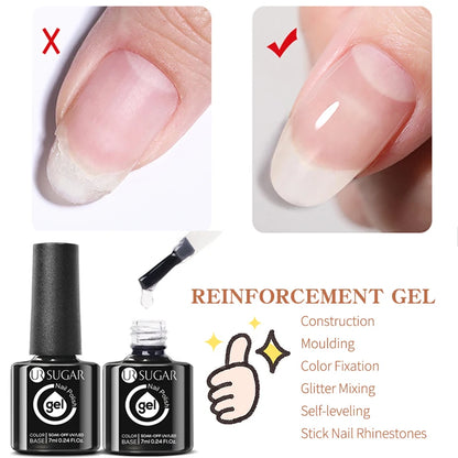 Nude Crystal Rubber Base Gel - 7ml Semi-Permanent Soak Off UV LED Nail Varnish - ZOOMNSTORE