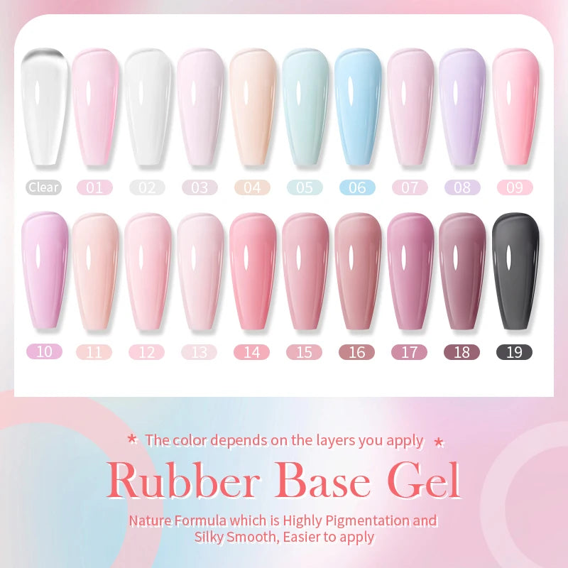 Milky Pink Rubber Base Gel Nail Polish - Glitter Semi-Permanent UV LED Varnish 15ml - ZOOMNSTORE
