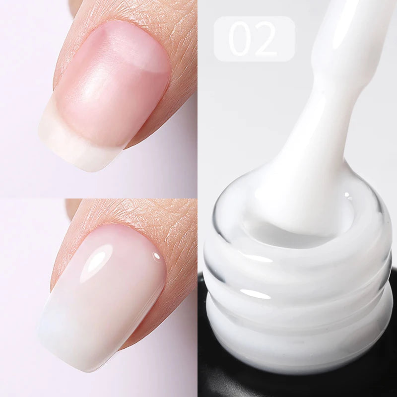Milky Pink Rubber Base Gel Nail Polish - Glitter Semi-Permanent UV LED Varnish 15ml - ZOOMNSTORE