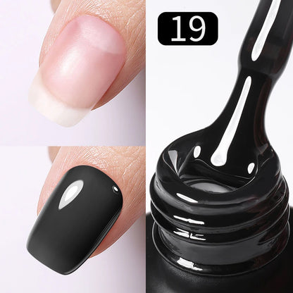 Milky Pink Rubber Base Gel Nail Polish - Glitter Semi-Permanent UV LED Varnish 15ml - ZOOMNSTORE