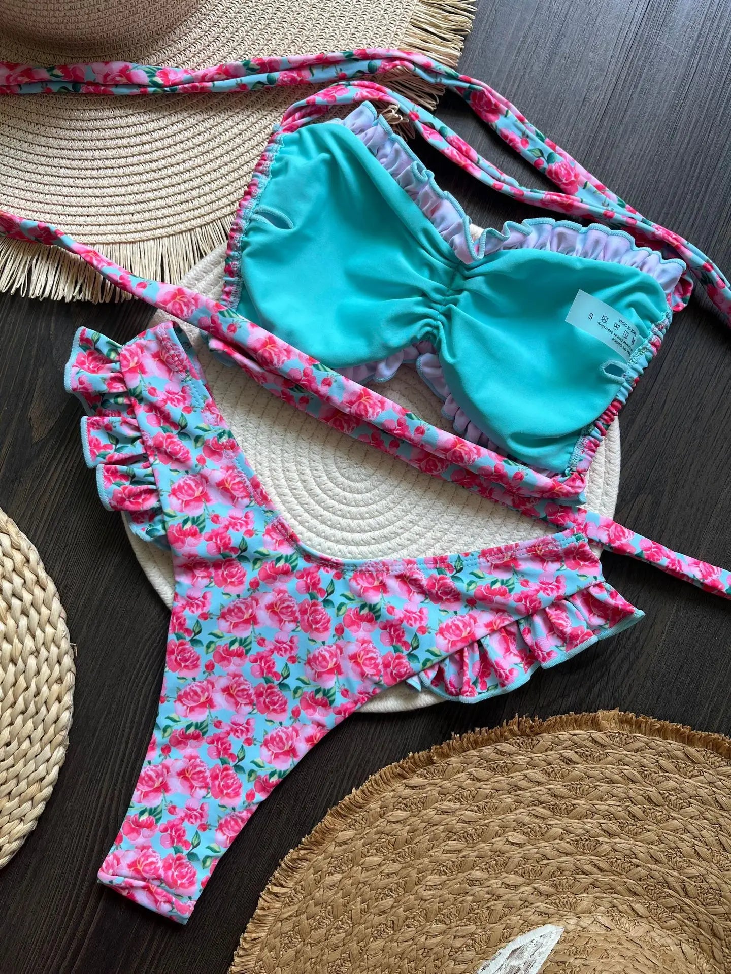Ruffled Floral Bikini Set - Womens Sexy Two-Piece Swimwear - ZOOMNSTORE