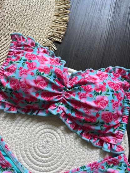 Ruffled Floral Bikini Set - Womens Sexy Two-Piece Swimwear - ZOOMNSTORE