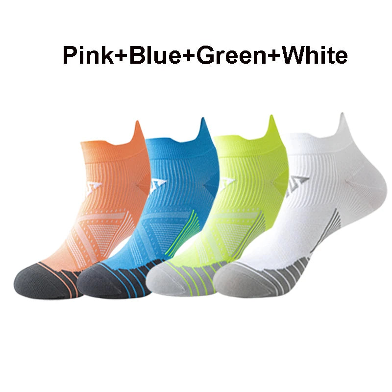 Running Ankle Socks - 4 Pairs Athletic Breathable Mesh Quick Dry Socks for Men & Women - ZOOMNSTORE