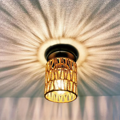 Rustic Hand-Woven Iron Ceiling Light - Warm Ambient Glow for Hallways  Living Rooms - ZOOMNSTORE