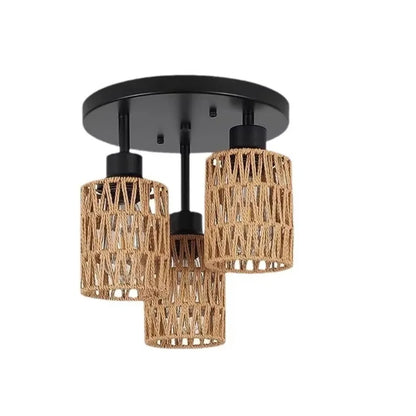 Rustic Hand-Woven Iron Ceiling Light - Warm Ambient Glow for Hallways  Living Rooms - ZOOMNSTORE