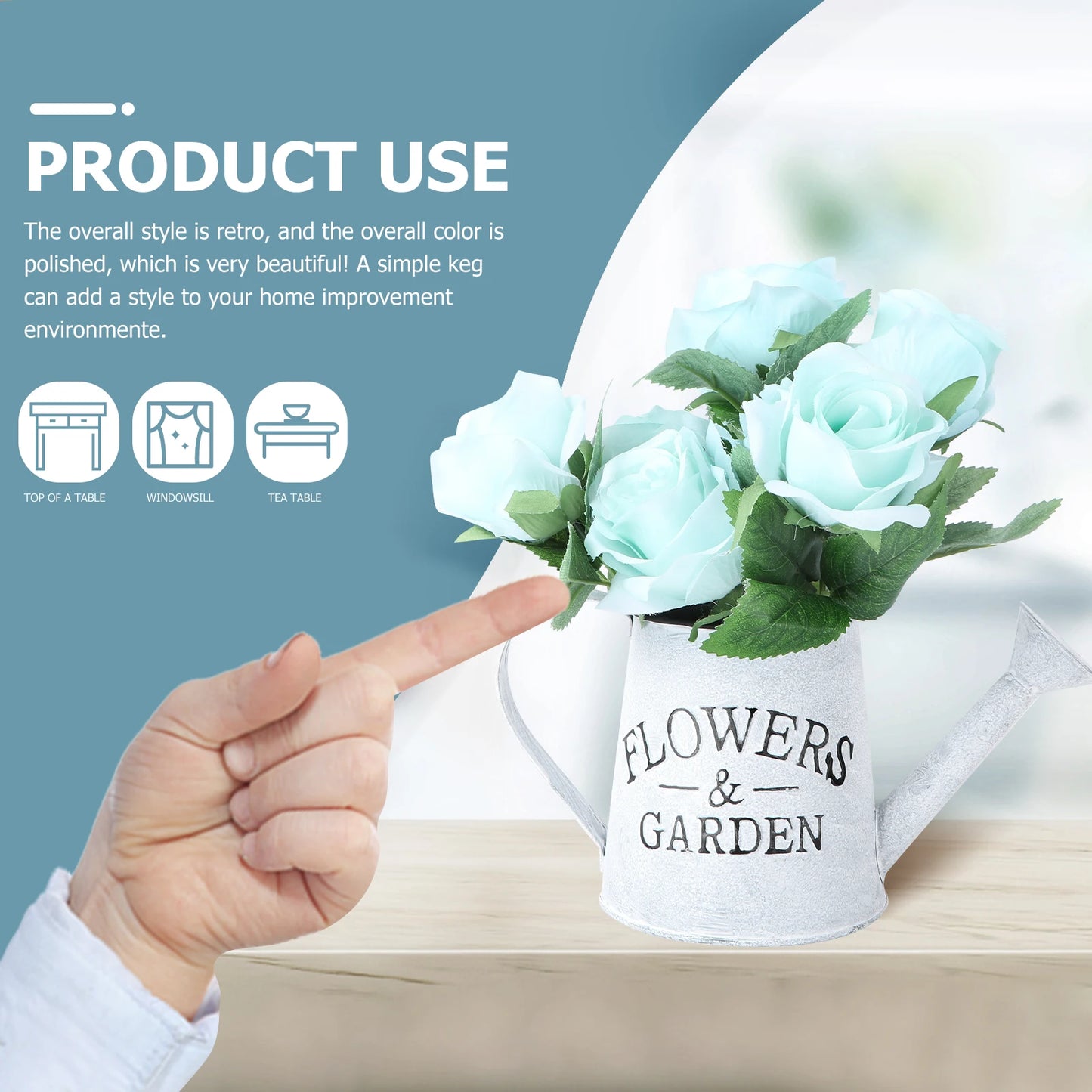 Rustic Iron Flower Vase - Decorative Metal Jug & Portable Watering Can for Wedding Table Centerpiece - ZOOMNSTORE