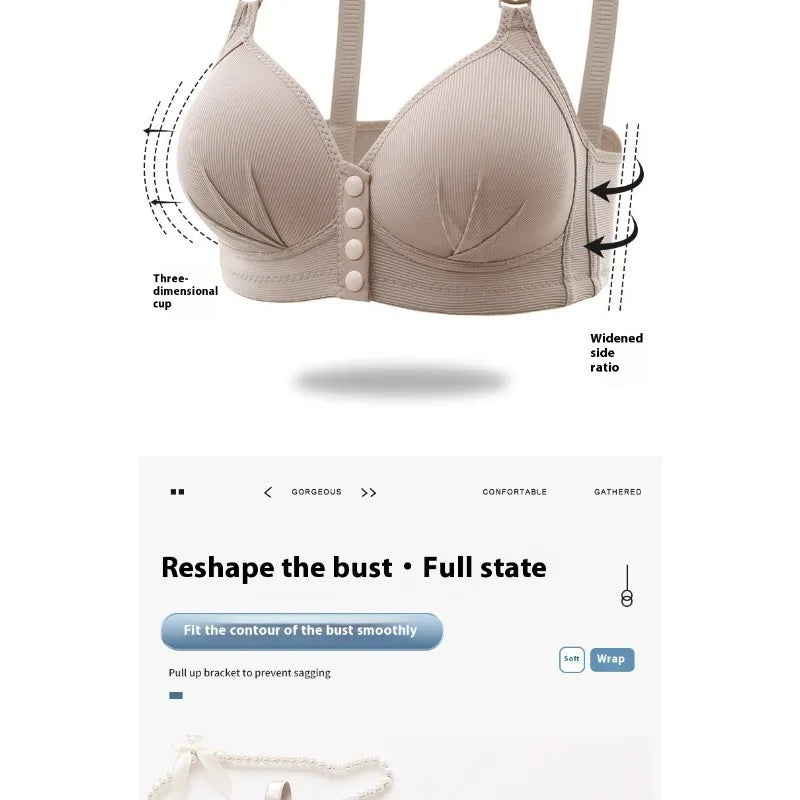 Push Up Bra - Large Size Front Buckle Wire Free Adjustable Strap Bra | Breathable Comfortable Women's Underwear