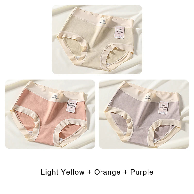 Cotton Mid-Rise Panties - Women's Antibacterial Breathable Cotton Briefs Set
