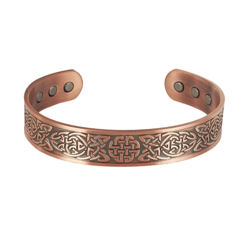 Vinterly Pure Copper Bracelet Yggdrasil Viking Adjustable Magnetic Bangles Arthritis Relief Health High Magnet Jewelry Resizable