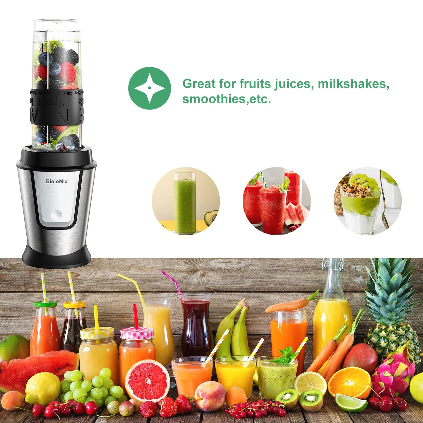 3-in-1 Food Processor - 700W Portable Juicer Blender  Chopper