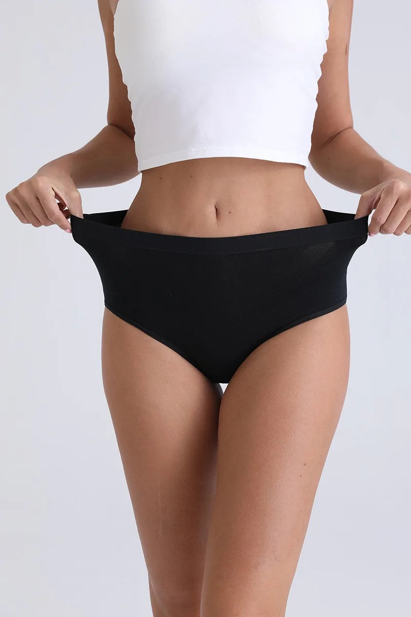 3pcs Cotton Women Panties Lady Plus Size Underwear Large Size High Waist Briefs Breathable Solid Color Female Lingerie