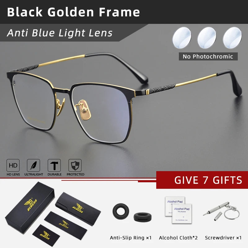 Titanium Reading Glasses - Ultralight Square Frame With Photochromic Lenses