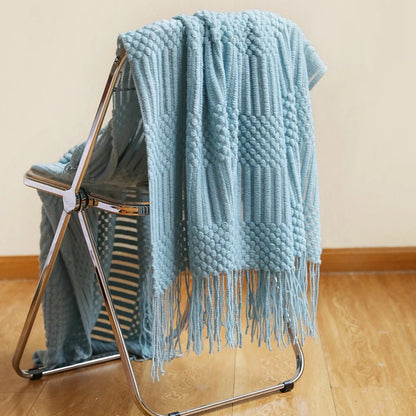 Green Oversized Knitted Throw Blanket - Soft Textured Decorative Couch Blanket