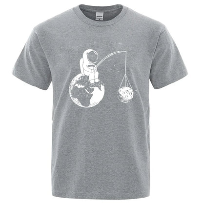 Summer Men High Quality T-shirt Cotton Blend Funny Design Astronaut Printing for Men Loose Top Cool Casual Tshirt Male Shirts