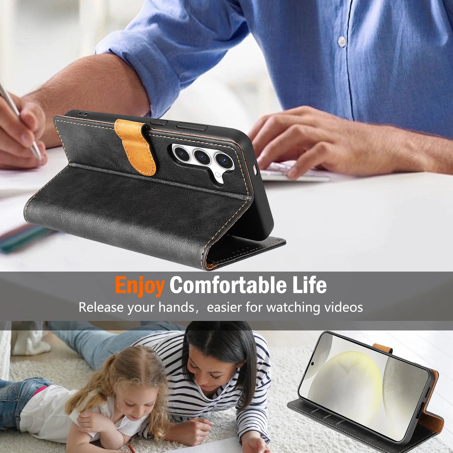 Business Leather Phone Case For Samsung Galaxy S26 S25 S24 S23 Ultra S22 S21 FE S20 S10 Plus Note20 Flip Card Wallet Cover Etui