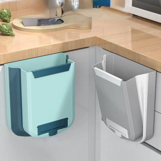 Folding Waste Bin - 9L Kitchen  Car Trash Can Wall Mounted Bathroom Storage