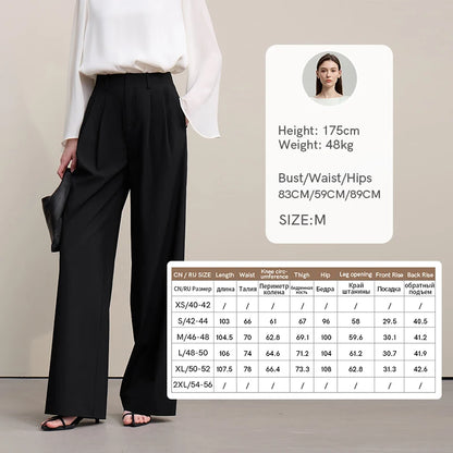 Amii Minimalism Women' S Pants 2026 Spring New Versatile Pleated Loose Wide-leg Pants Solid Color Casual Basic Trousers 12641076
