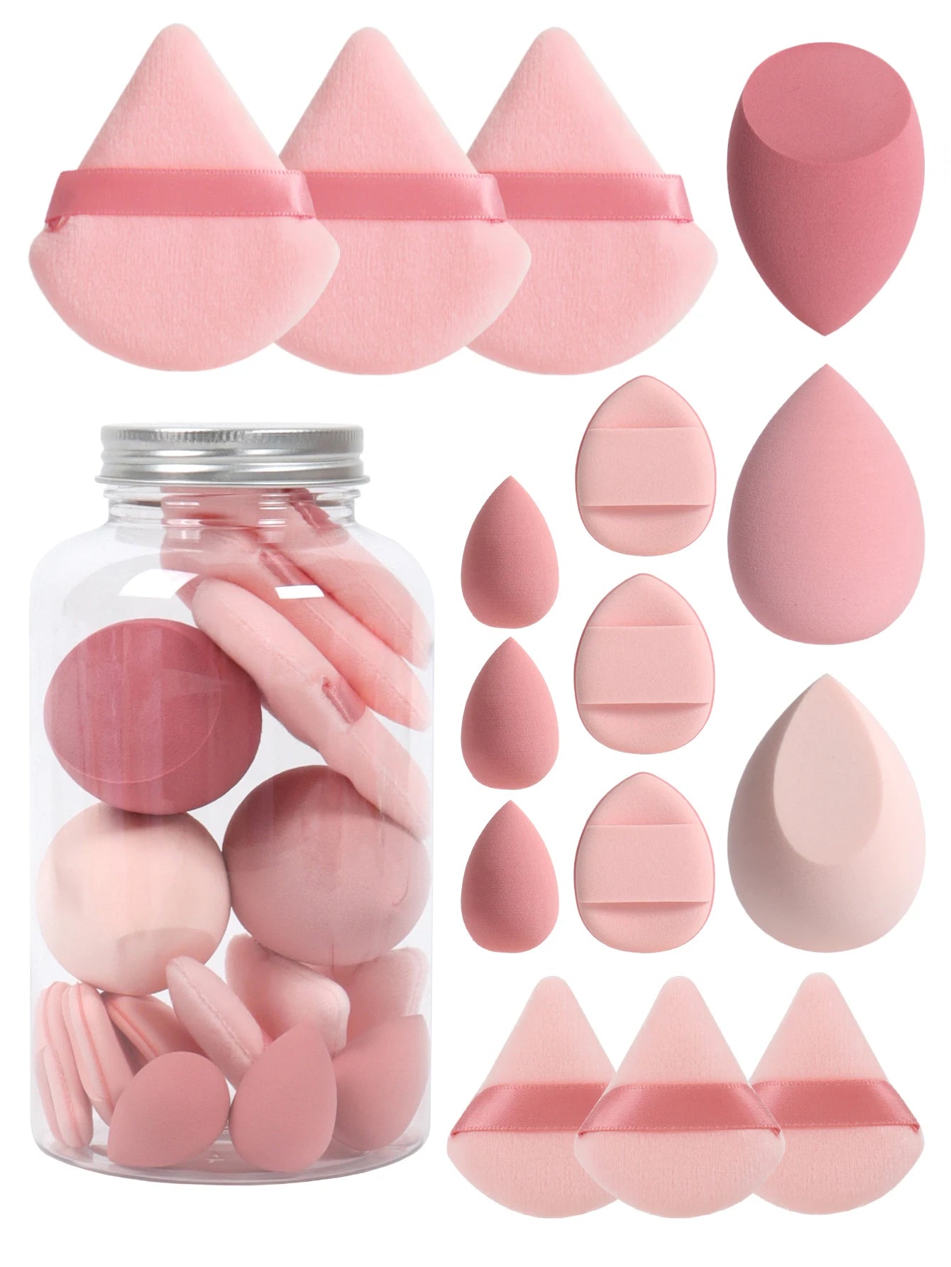 Cosmetic Powder Puffs – Loose Powder Puff Combo with Mini Makeup Egg Set & Air Cushion