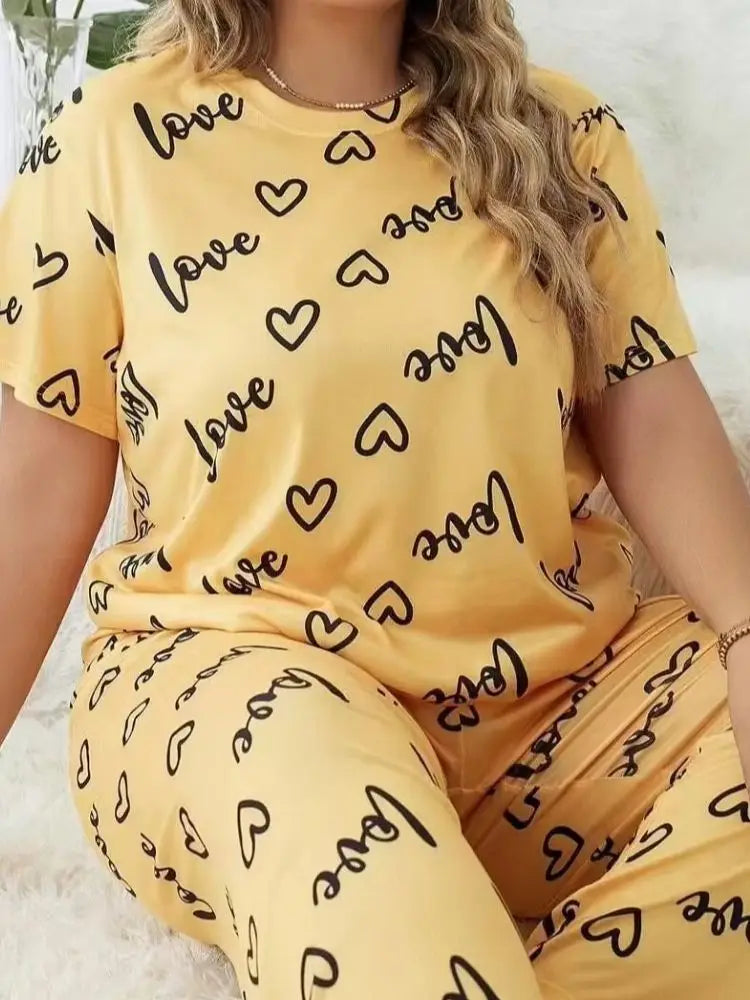 Plus size Women's Pajamas Set Sleepwear Spring Long Sleeve Tops Shorts Home Clothes  Pyjama Femme Loungewear Pijama Mujer