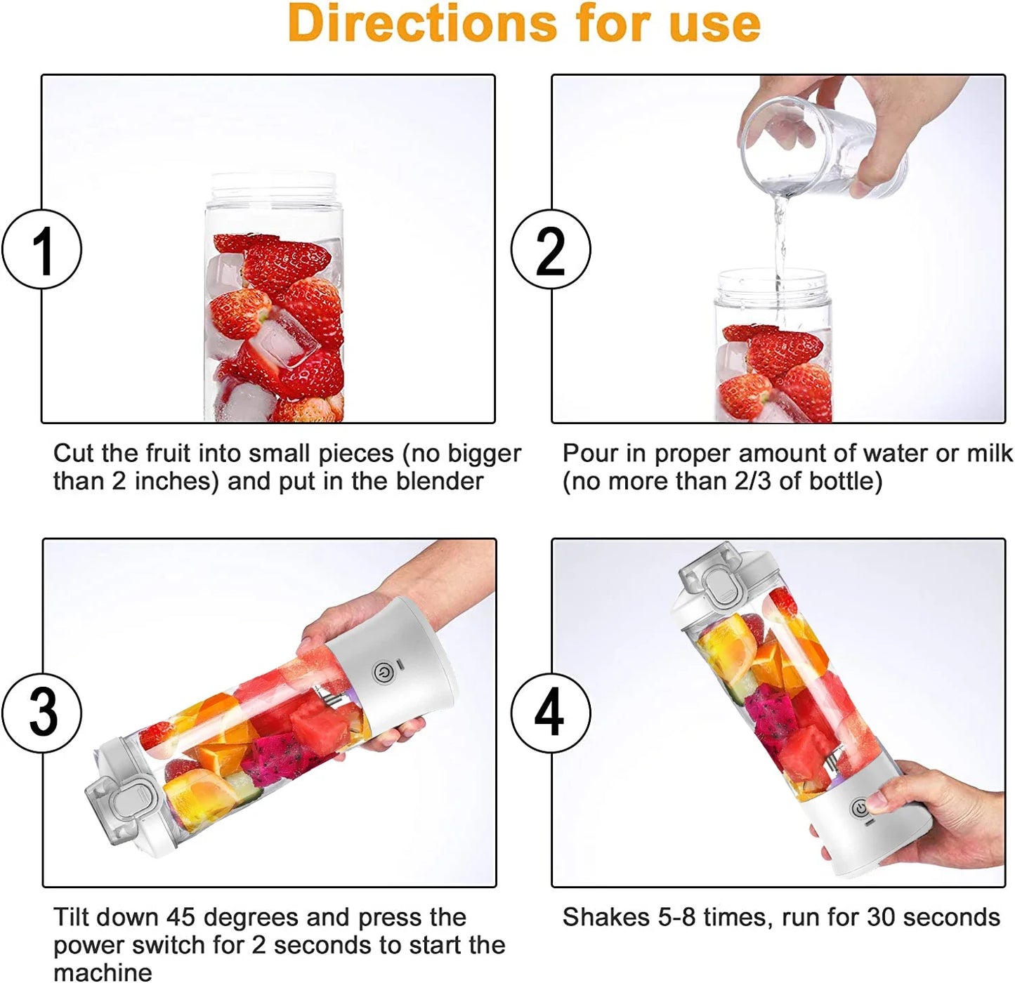 Portable 600ML Blender - USB Rechargeable Mini Juicer for Smoothies