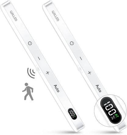 WILLED Under Cabinet Lights Rechargeable Battery Display 60 LED Touch Light Bar Motion Sensor Light Closet Light Night Lights