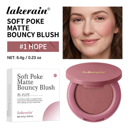 New Matte Blush Cream to Powder Cushiony Bouncy Texture Long Lasting Natural Flush Brightens Face Complexion Woman Makeup