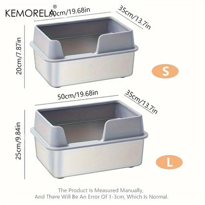 Extra Large Stainless Steel Cat Litter Box - High Wall Non-Stick Leak Proof Easy to Clean with Lid - ZOOMNSTORE