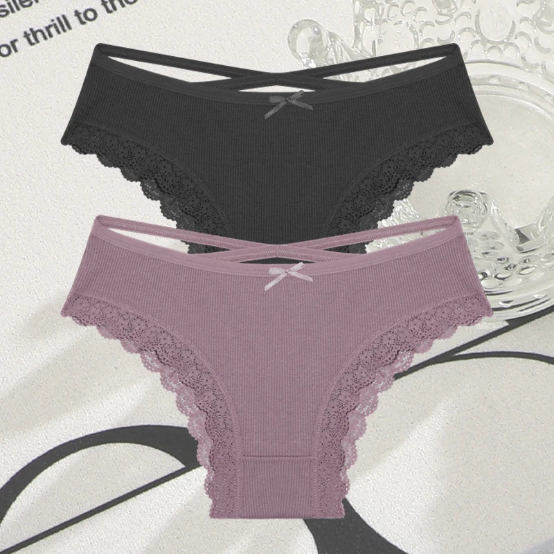 Cotton Panties Women - Sexy Lace Brazilian Briefs Low Waist Breathable Underwear